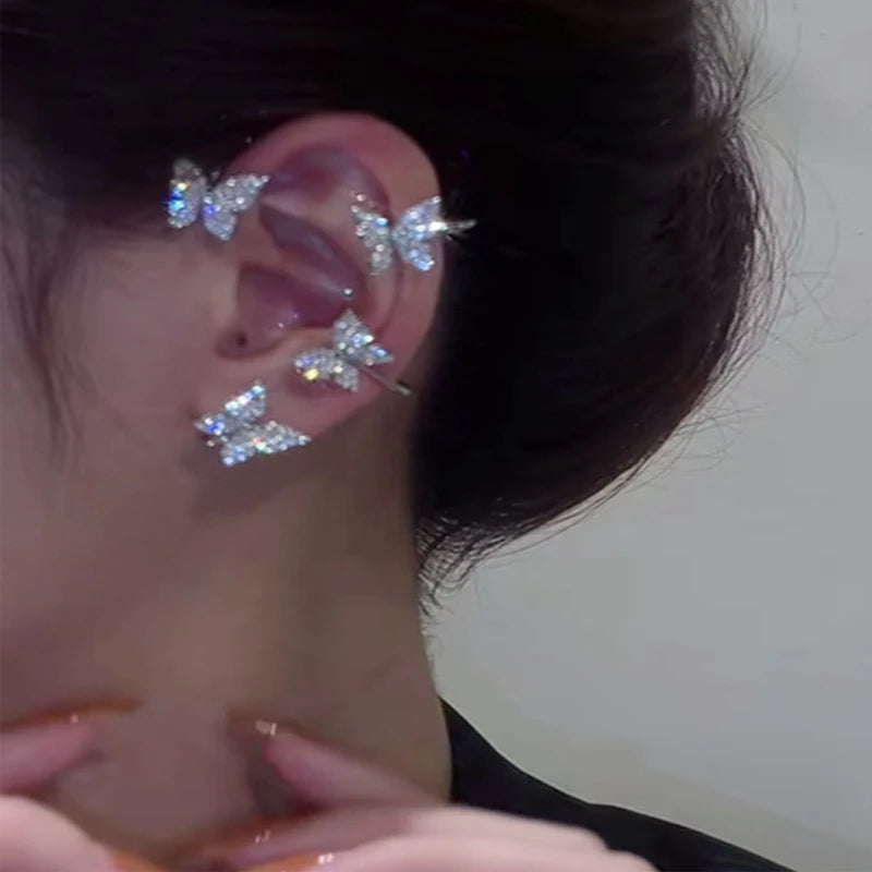 Clip per orecchie a farfalla in stile coreano senza piercing