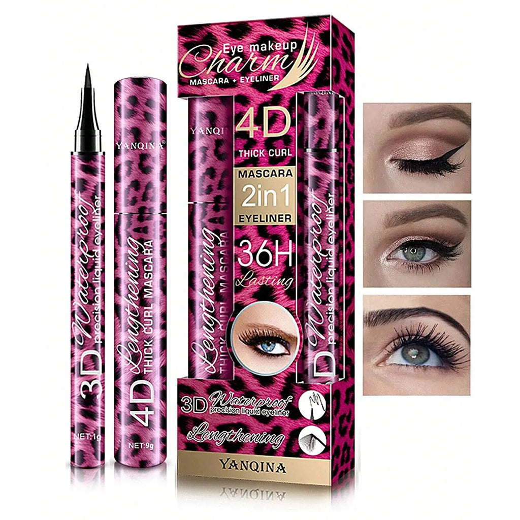YANQINA Liquido Eyeliner Pencil 4D Impermeabile Mascara Set Cosmetici