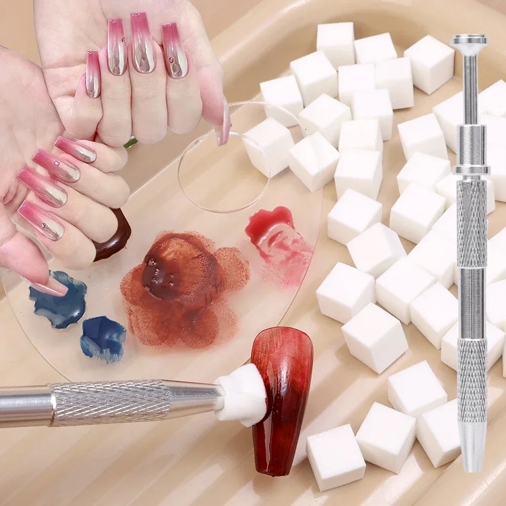 Mini spugna quadrata per nail art con 4 artigli + Set di afferratore in Multiuso vari set 50/100/150/200pz