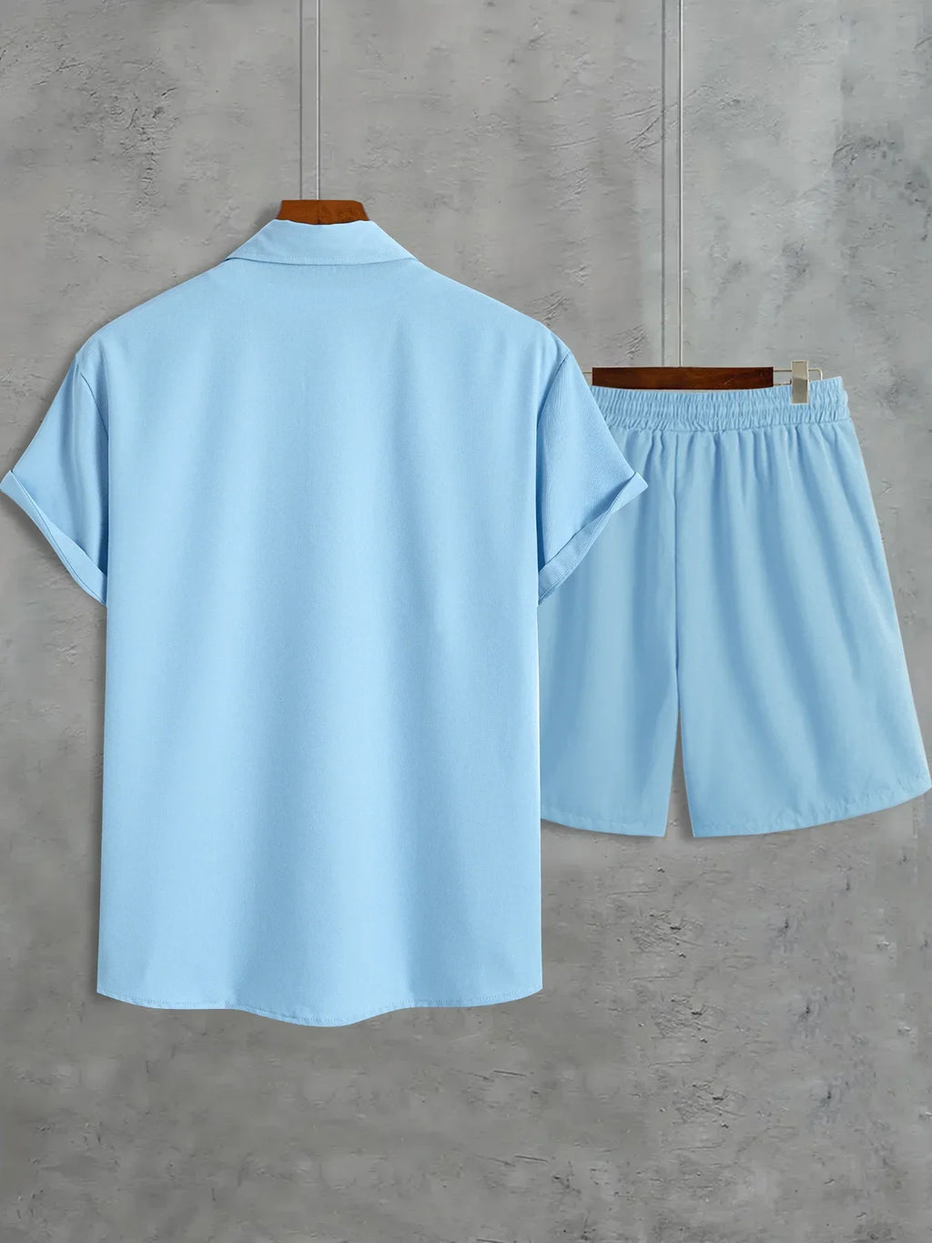 Set di camicie a maniche corte a costine con stampa High Street in stile americano da uomo: set estivo casual e atletico in due pezzi