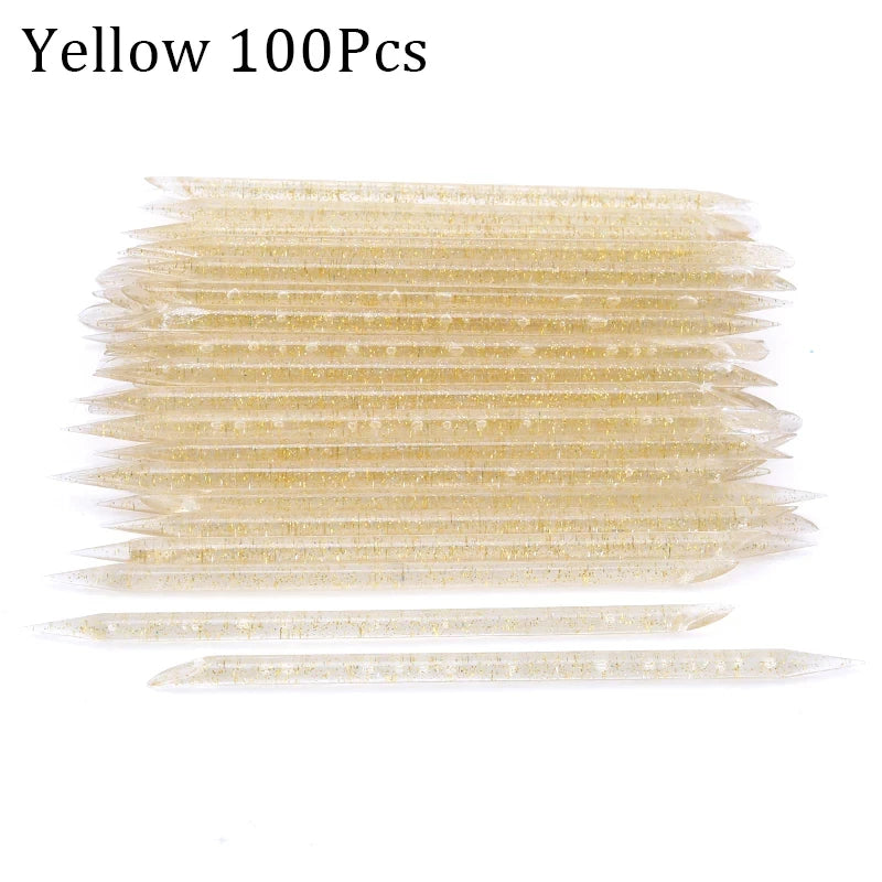 100 pezzi Nail Art Cuticle Pusher Riutilizzabile a doppia estremità Strumento professionale per la rimozione delle cuticole