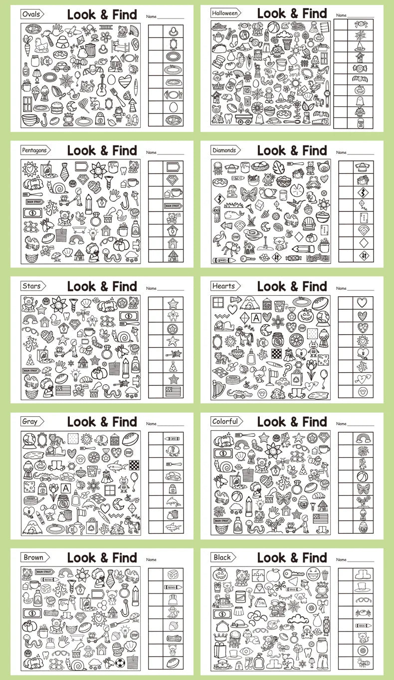 Gioco di ricerca di oggetti per bambini, migliora la percezione visiva, divertente libro da colorare, messa a fuoco e attenzione, libro di esercizi di scrittura a mano