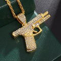 Collana Pistola in acciaio inox con Swarovski