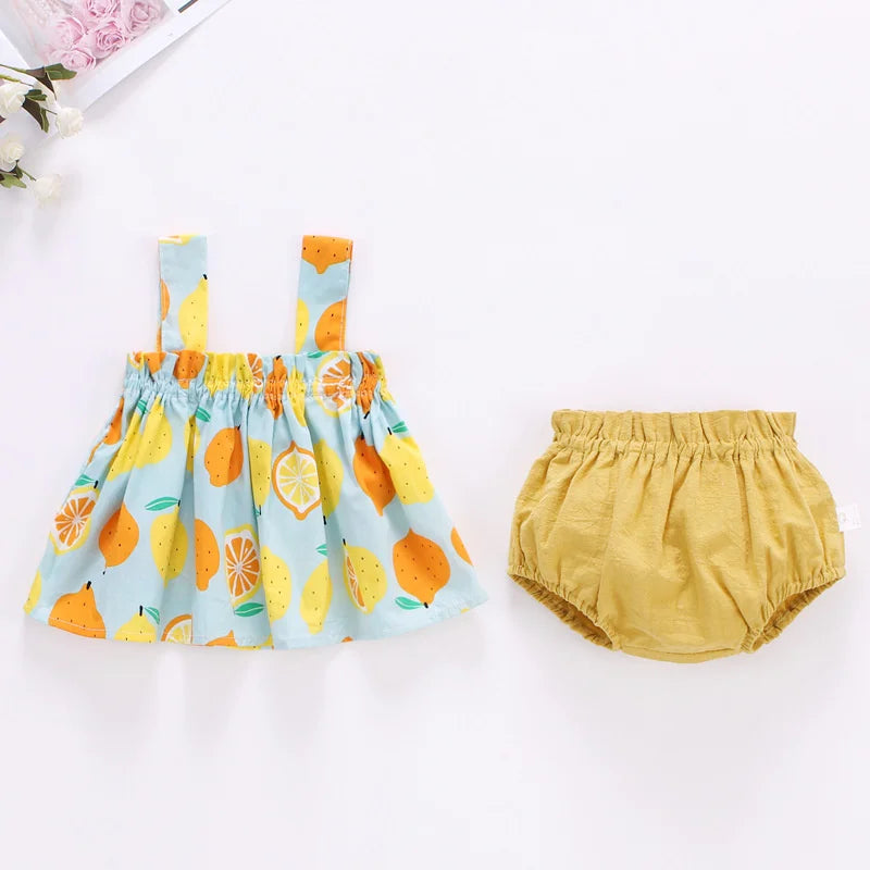 Mini abito sottile e pantaloncini in 2 pezzi per neonati 6-24M