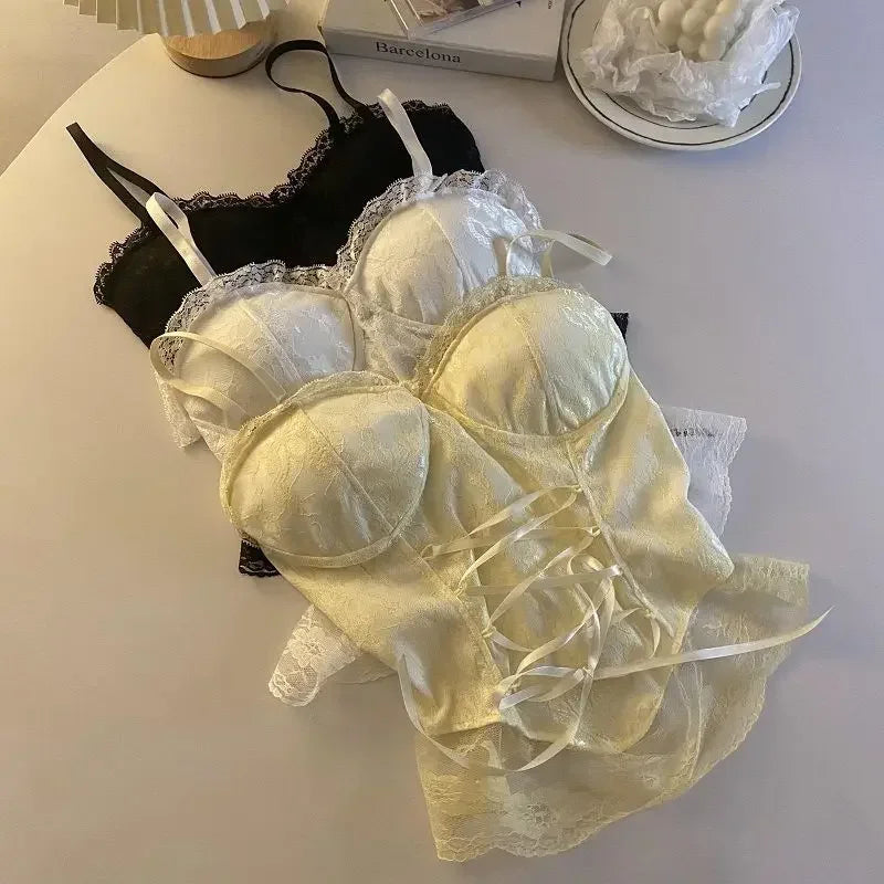 Corsetto Donna  in pizzo benda senza maniche