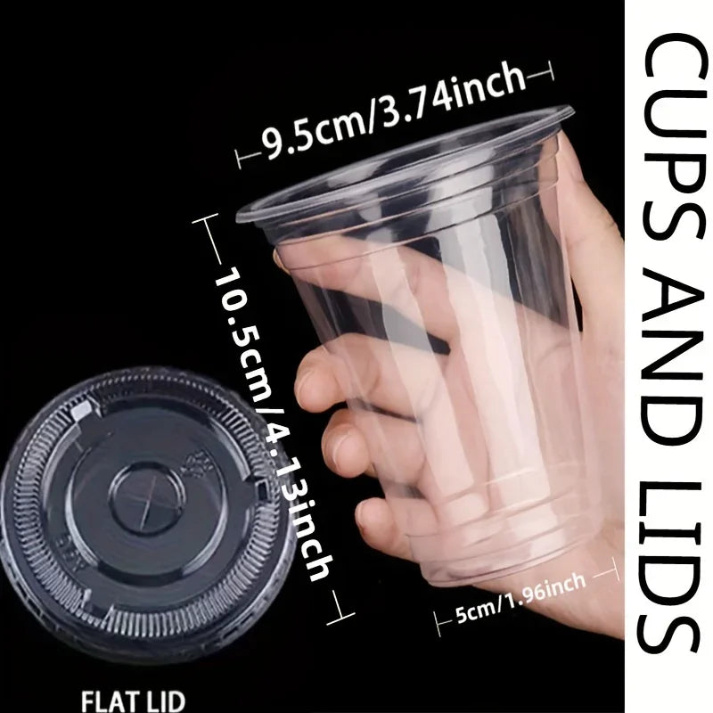 Bicchieri Cocktail di plastica con coperchi Set da 50 pz (500ml-350ml)