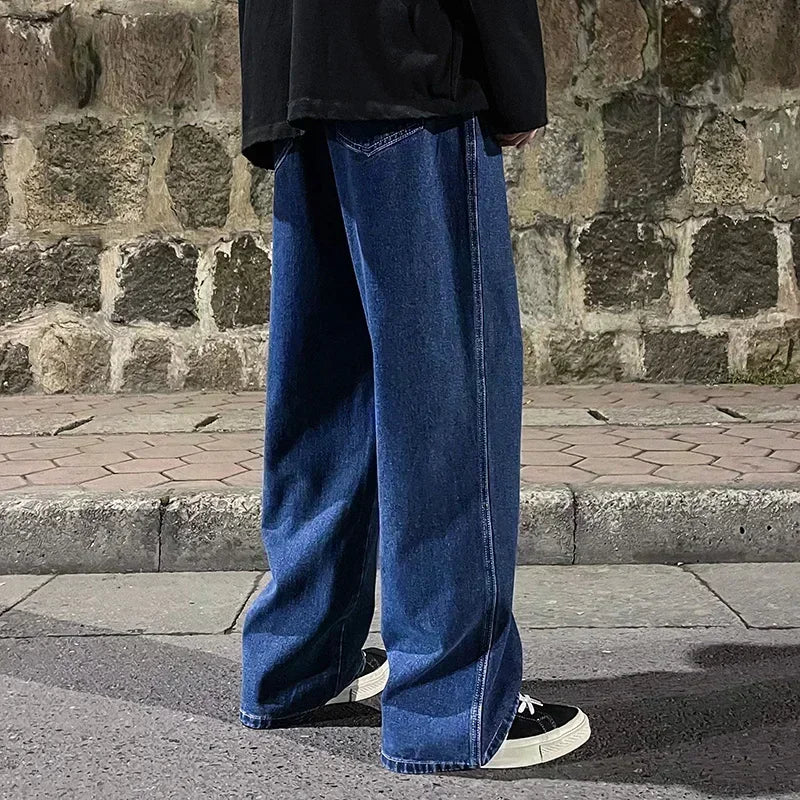 Jeans Uomo Stile Dritto Gamba Larga Pantaloni Uomo