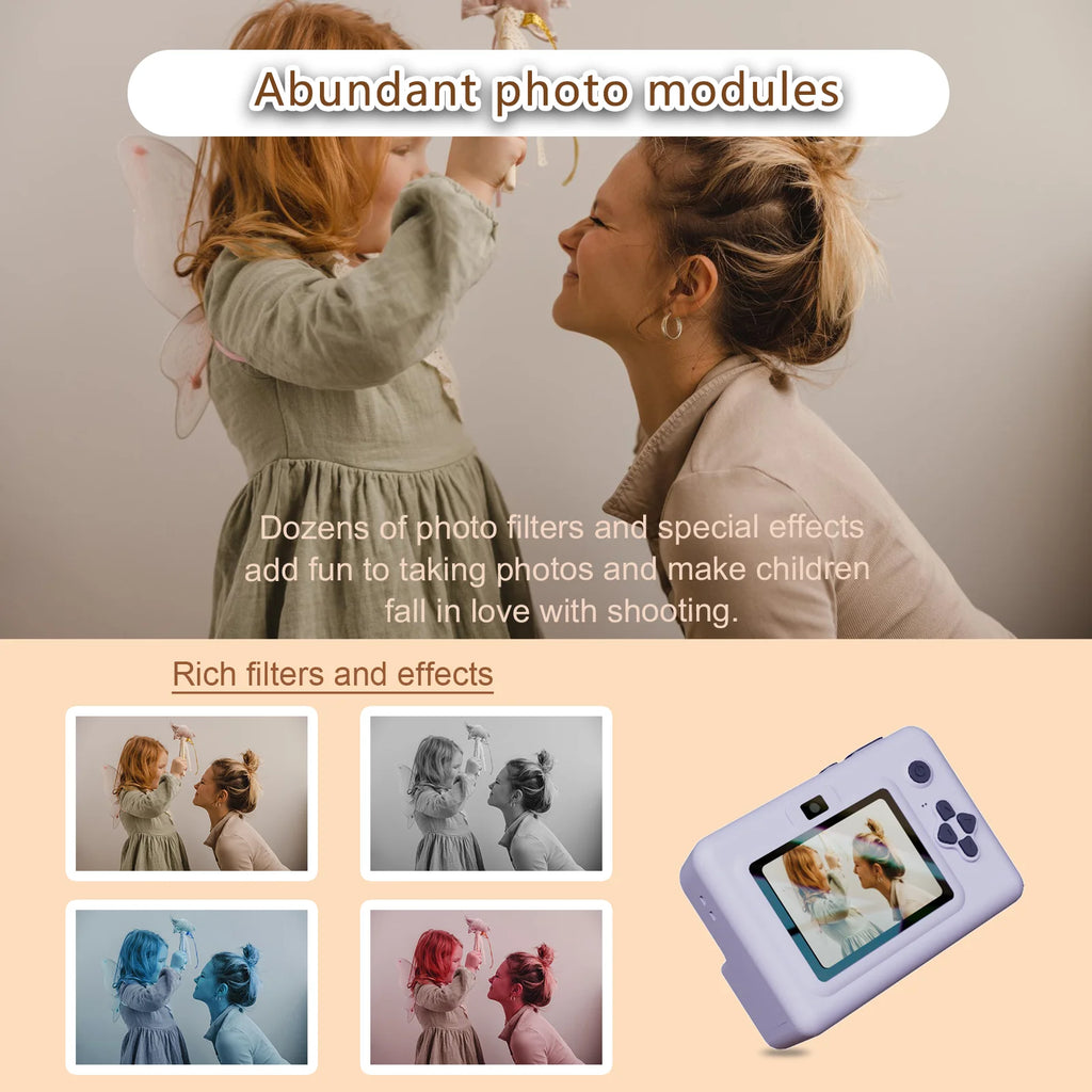 Fotocamera istantanea con scheda di memoria da 32 GB e matita colorata, doppia fotocamera, torcia, il regalo perfetto per ragazzi e ragazze.