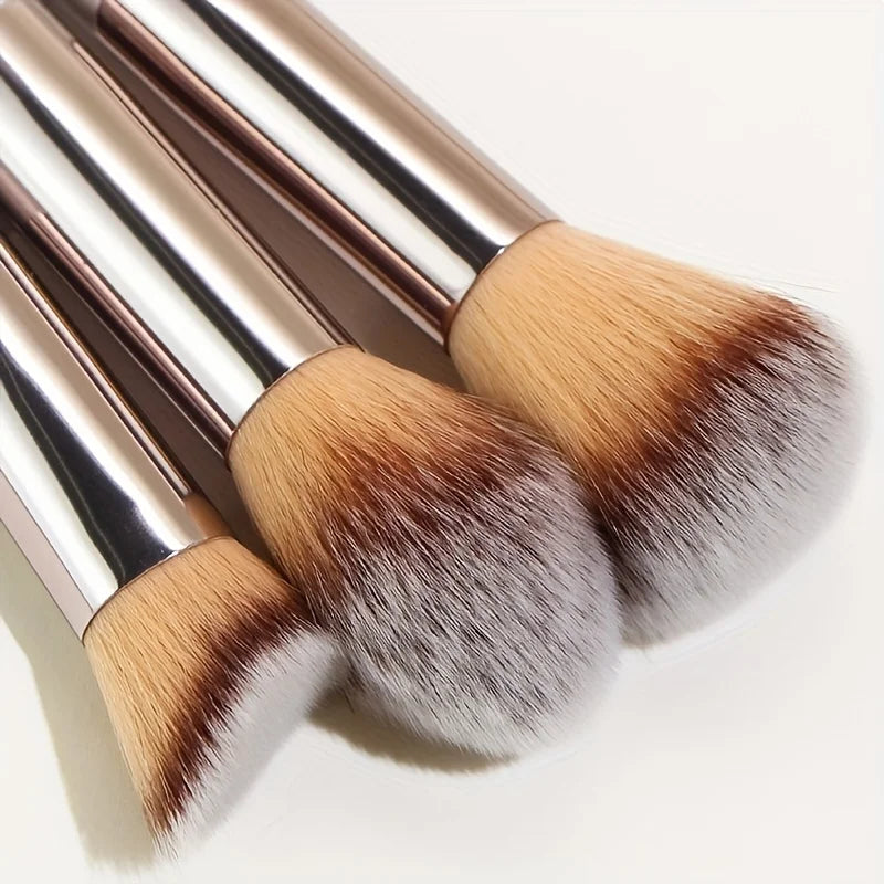 10 pezzi di pennelli per trucco oro champagne Set completo professionale