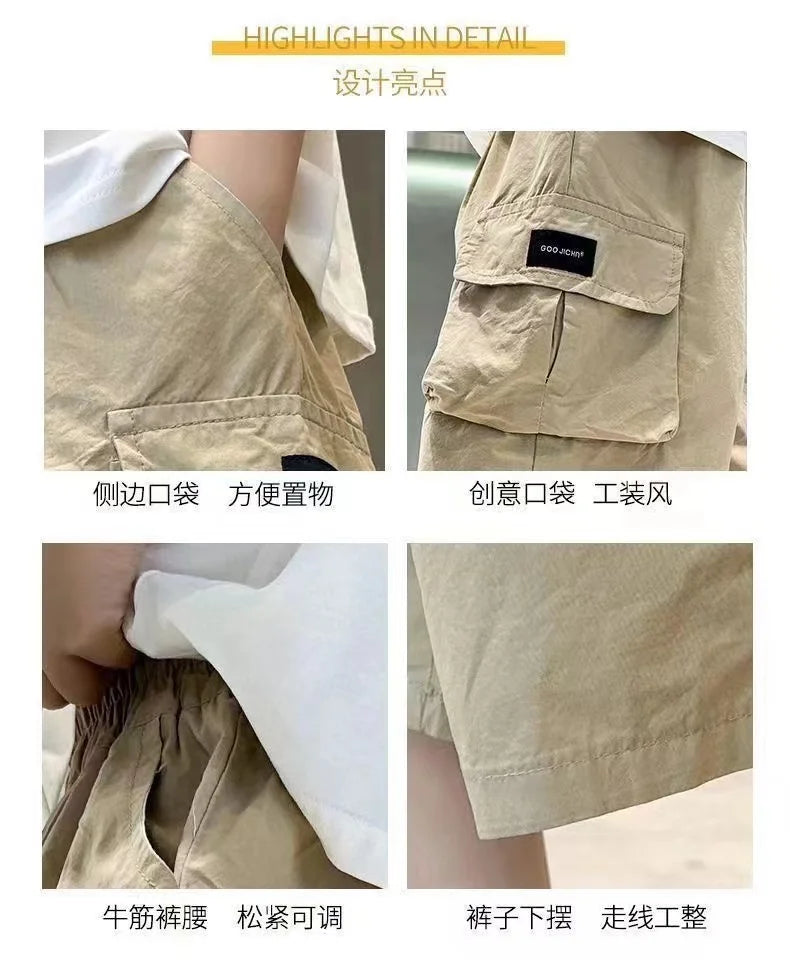 3-14 anni moda estate ragazzi pantaloncini cotone grande tasca