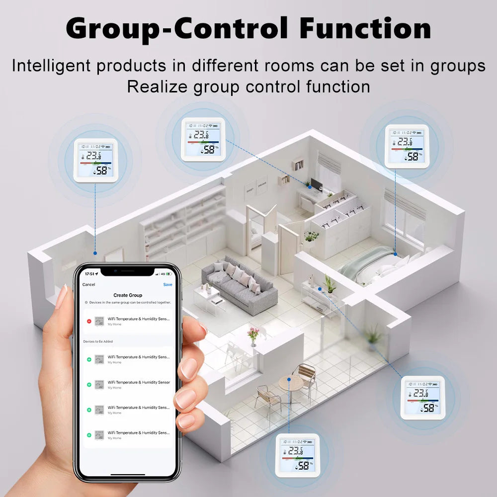 Tuya Smart WiFi Bluetooth Temperatura Umidità Sensore Wireless Home Retroilluminazione Termometro Igrometro APP Rilevatore di controllo remoto