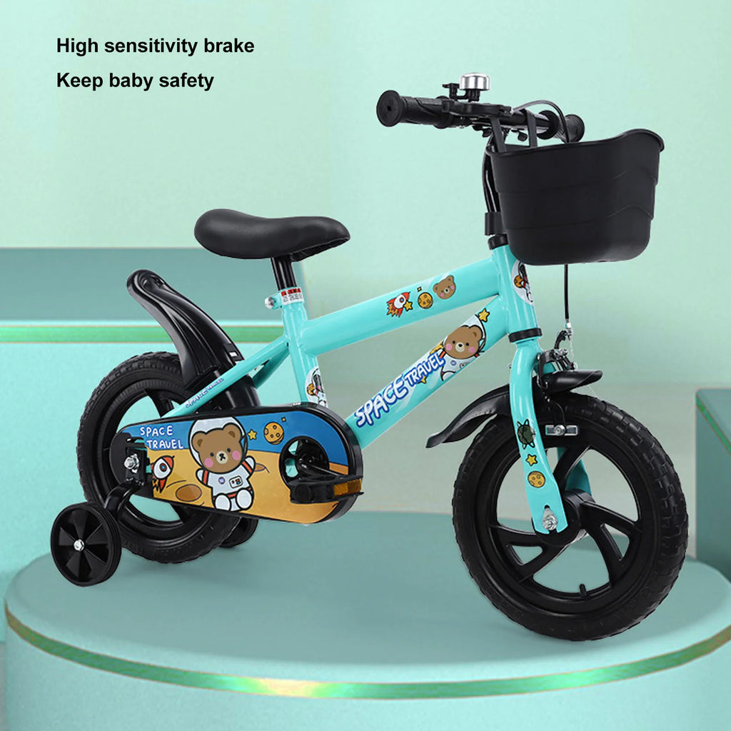 Bici per bambini da 12” con ruote da allenamento per 2-6 anni, telaio in acciaio ad alto tenore di carbonio, sedile e manubrio regolabili
