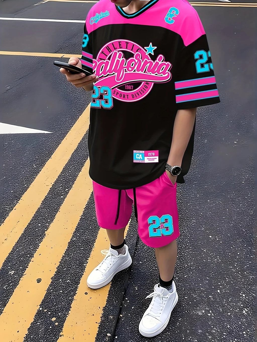 Set da uomo estivo comfort e morbidezza della moda hip-hop casual street con stampa digitale 3D