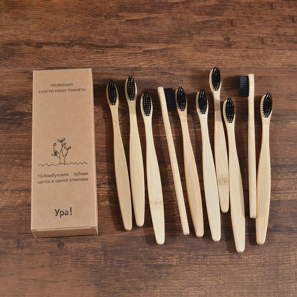 10 pezzi set di spazzolini da denti di bambù naturali setole morbide ecologici cura orale dentale