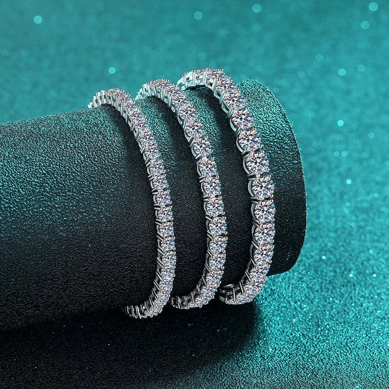 Real 100% Silver 925 2-3mm Tennis Braccialetto Unisex in due modelli Con Moissanite o in Zirconi