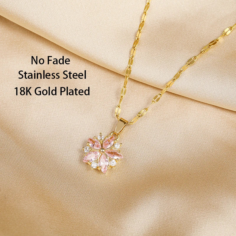 Collana in acciaio inossidabile gioiello rosa