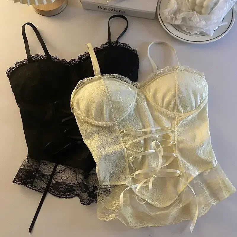 Corsetto Donna  in pizzo benda senza maniche