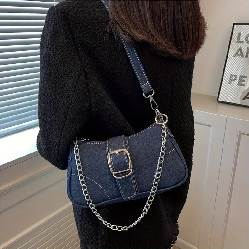 Borsa a tracolla in denim casual da donna