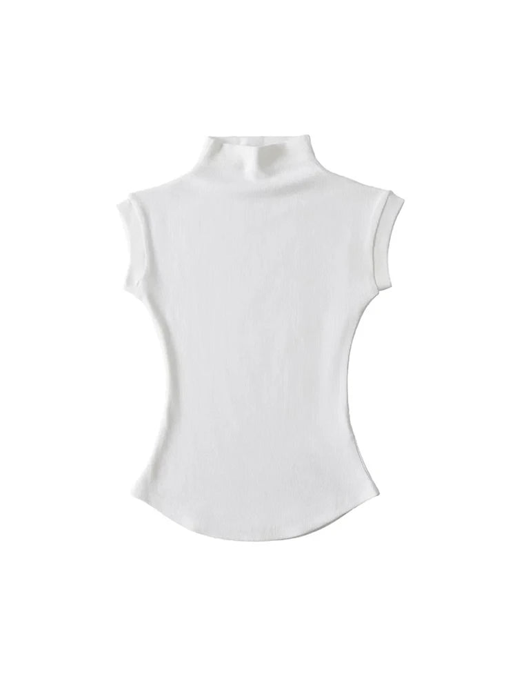 Sexy T-shirt Dolcevita Senza Maniche