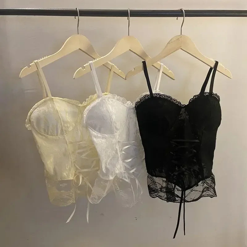 Corsetto Donna  in pizzo benda senza maniche