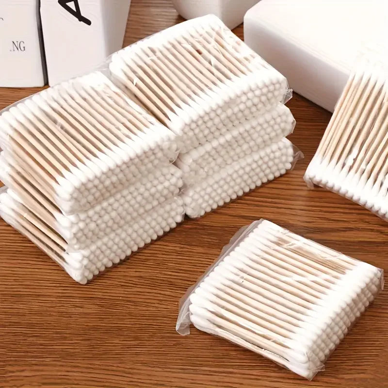 500 pezzi di tamponi di cotone a doppia estremità in bambù - delicati per orecchie e trucco, non profumati
