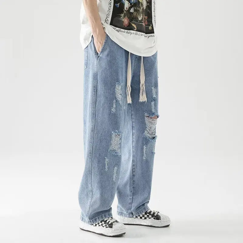 Jeans Stile Americano High Street  Casual Elastico in Vita