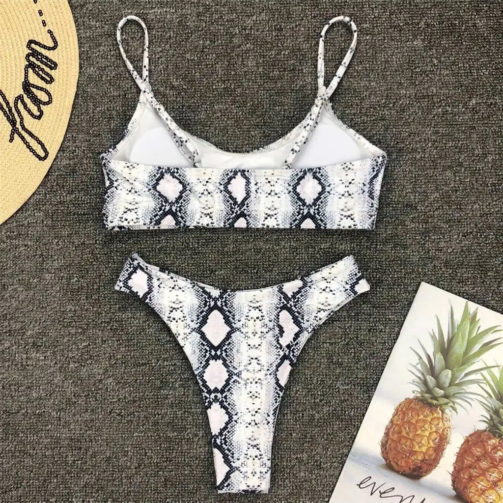 Set Costume leopardato da bagno brasiliana Donna
