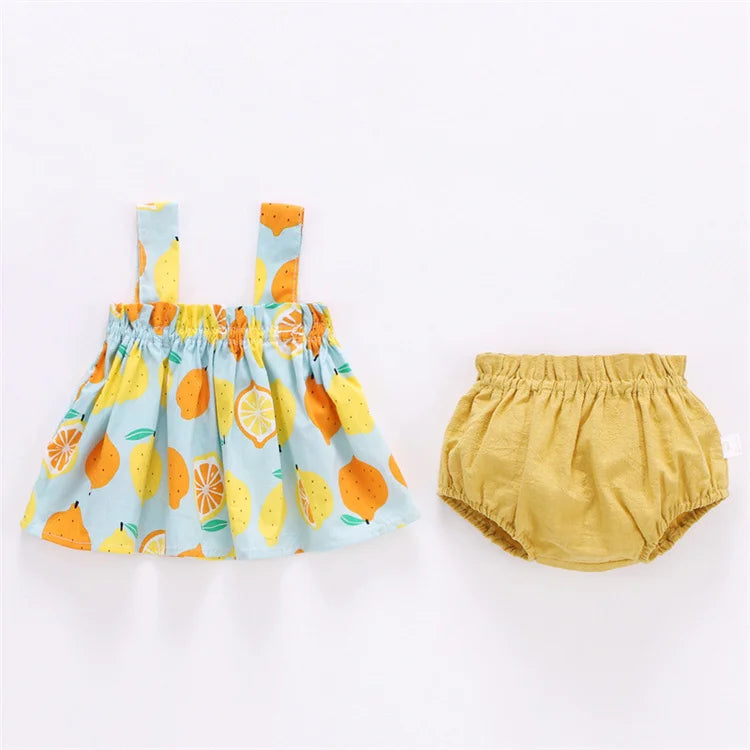 Mini abito sottile e pantaloncini in 2 pezzi per neonati 6-24M