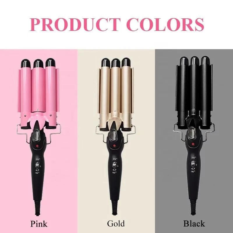 IRUIBEAUTY Ferro arricciacapelli professionale in ceramica a tripla canna