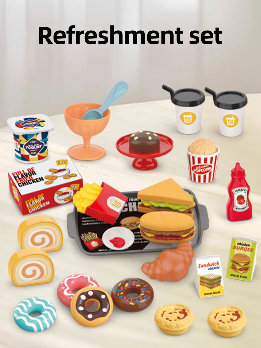 Giocattoli per bambini: gioco di finzione, barbecue, fast food, pizza, sushi, tè pomeridiano, dessert, cibo da cucina, set di giocattoli
