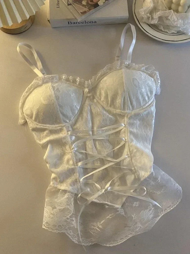 Corsetto Donna  in pizzo benda senza maniche