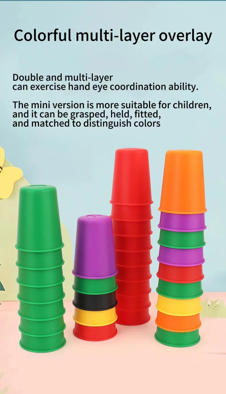 Giocattoli Montessori Mini Stack Cup Gioco con carta
