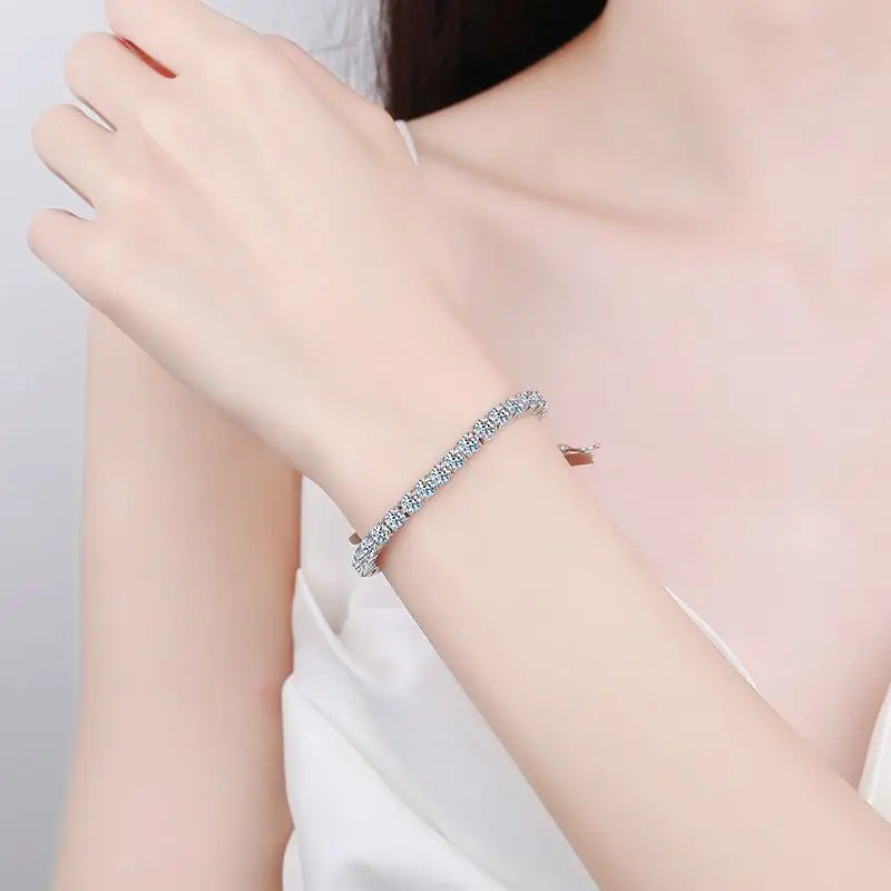 Real 100% Silver 925 2-3mm Tennis Braccialetto Unisex in due modelli Con Moissanite o in Zirconi