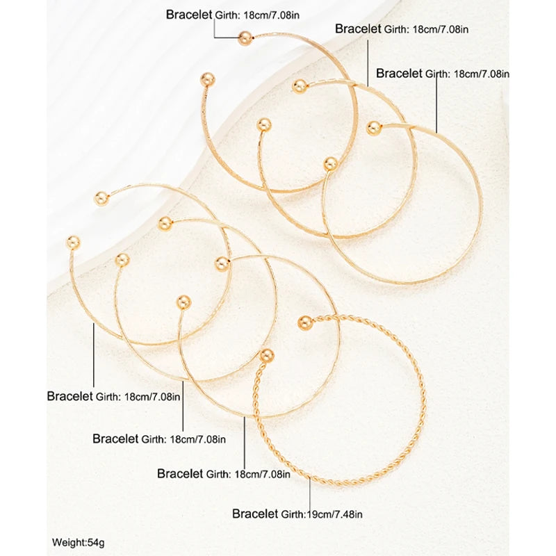 7 pezzi/set bracciali color oro