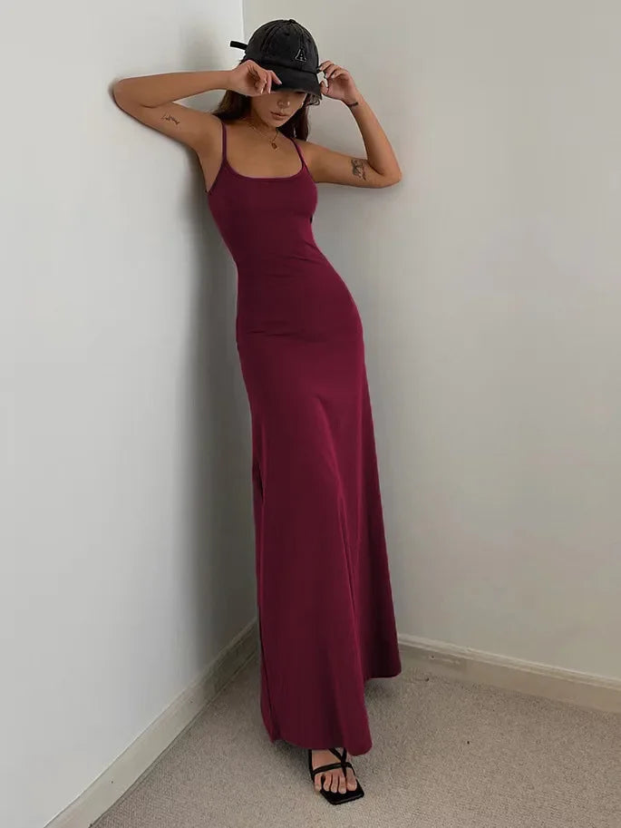 Abito Donna Lungo Senza Schiena Sottile Vita Sexy Dolce E Piccante