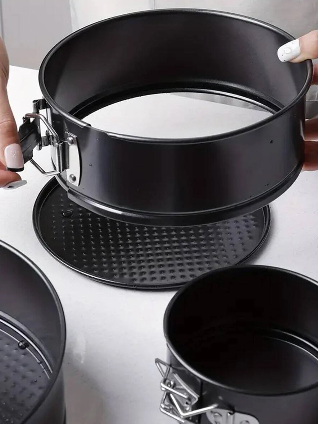 1/3PCS Set di teglie per torta, teglie rotonde antiaderente a molla per torte
