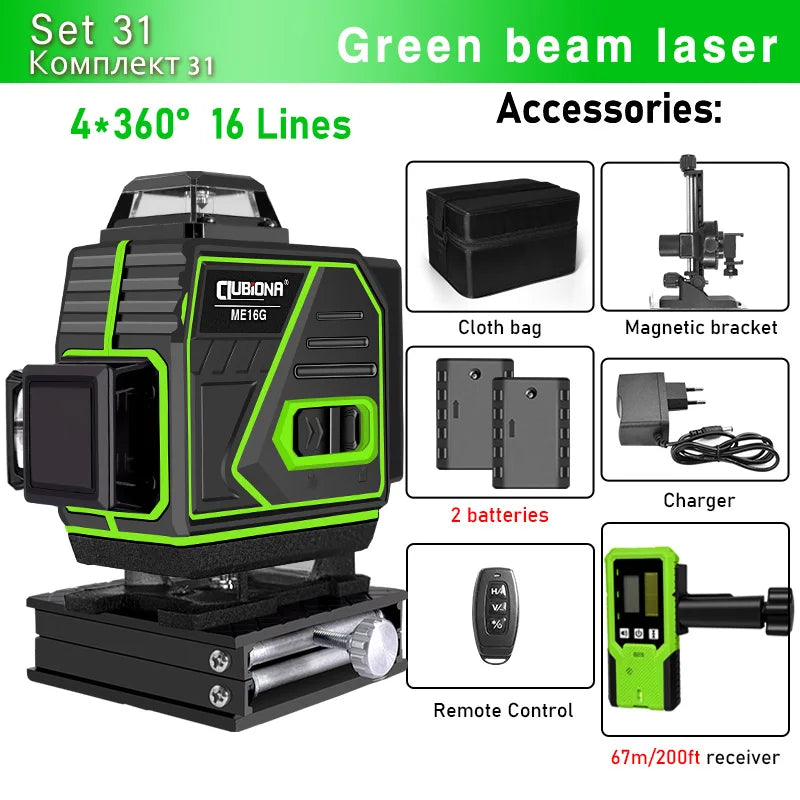 🇪🇸CLUBIONA 16/12 Laser autolivellante 3x360 Green beam Line Laser Level