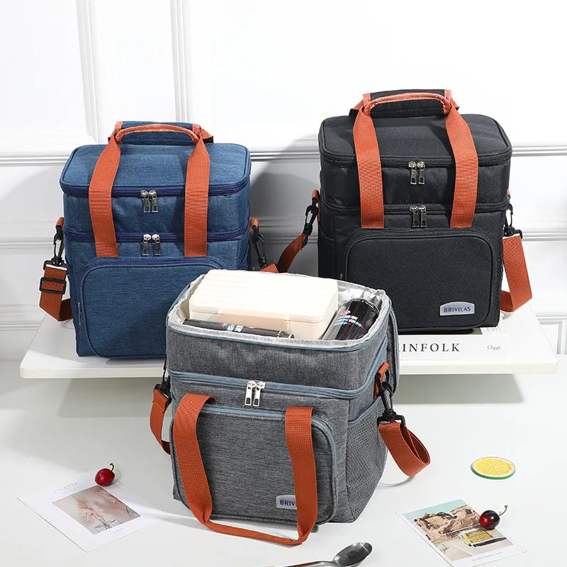 Borsa per il pranzo a doppio strato con isolamento termico di grande capacità