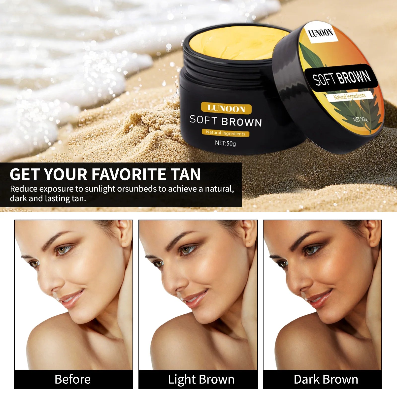 LUNON Crema autoabbronzante corpo a lunga durata, formula nutriente per un look naturale baciato dal sole.