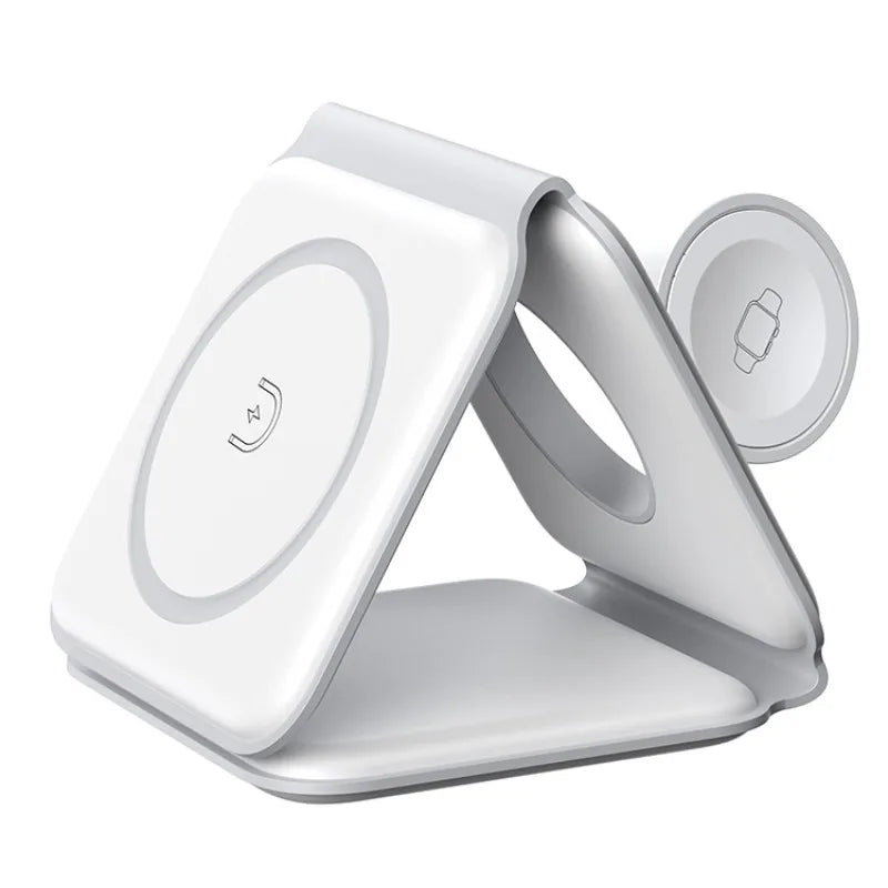 Stazione di ricarica magnetica da viaggio wireless charter portatile 3 in 1 completamente compatibile con il dock di ricarica compatto pieghevole MagSafe