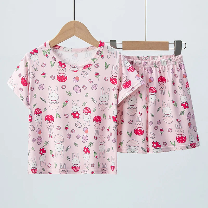 2 pezzi estivi per bambini comodi e carini pantaloncini  Set casual per la casa e l’esterno