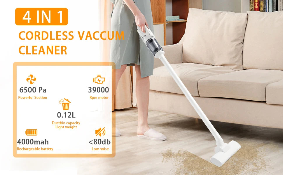Aspirapolvere portatile 6500Pa Potente aspirapolvere wireless Leggero portatile Dustbuster pulizia della casa