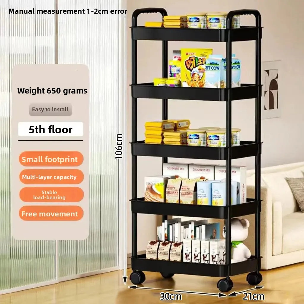 Scaffale da cucina a 5 strati, carrello mobile, scaffale multistrato da pavimento
