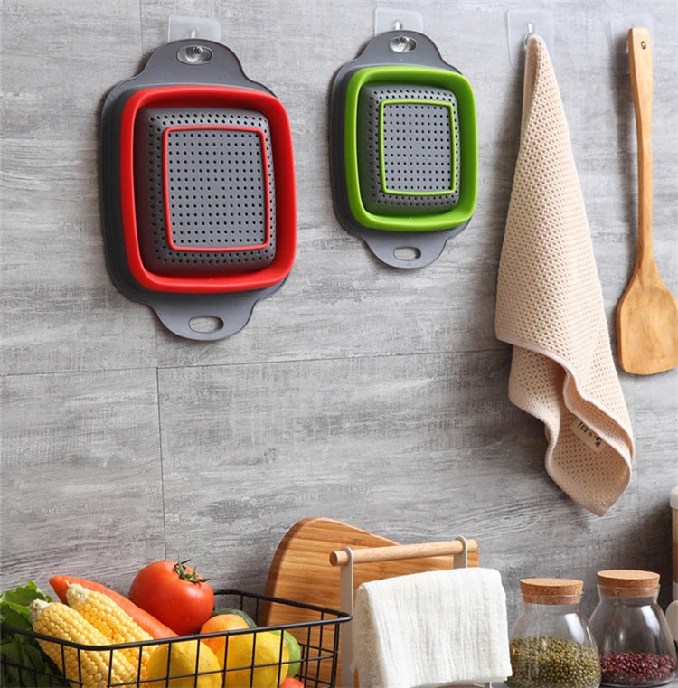 Scolapasta Quadrato Pieghevole in Silicone Cucina