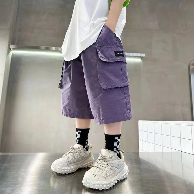 3-14 anni moda estate ragazzi pantaloncini cotone grande tasca