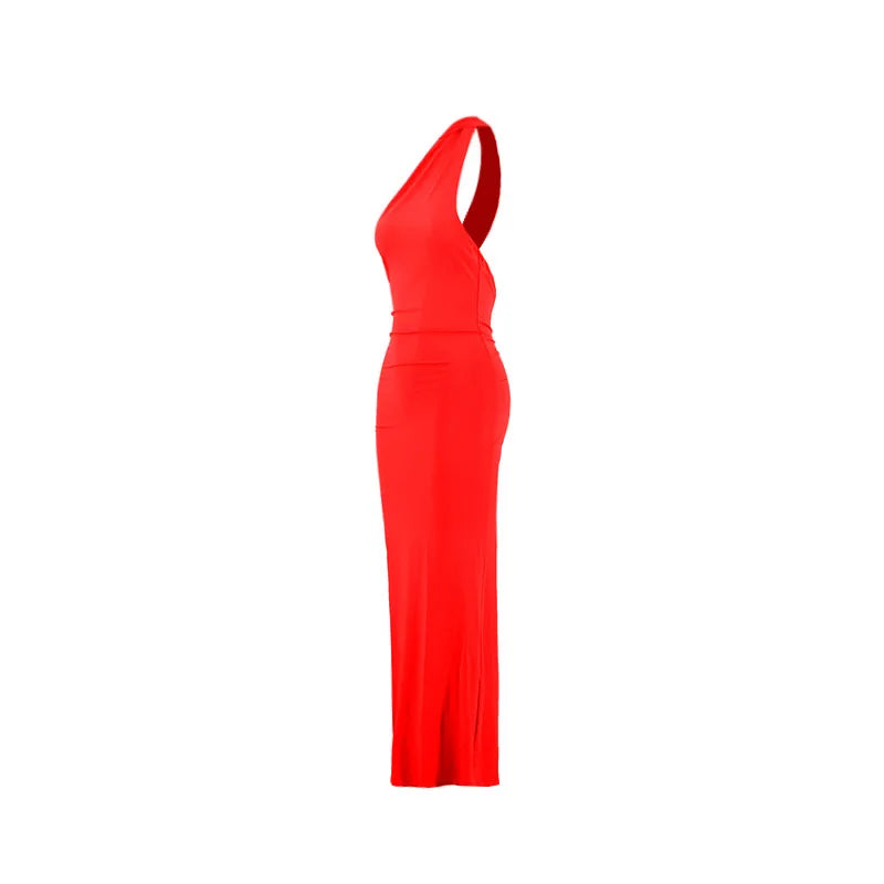 Abito da donna monospalla senza maniche da donna Sciarpa regolabile Loop increspato Backless
