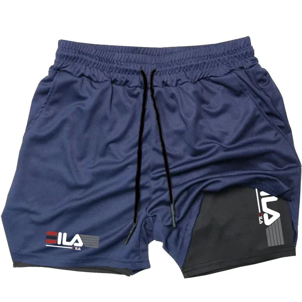 Pantaloncini sportivi due in uno da uomo a doppio strato casual traspiranti FILA Premium Quality