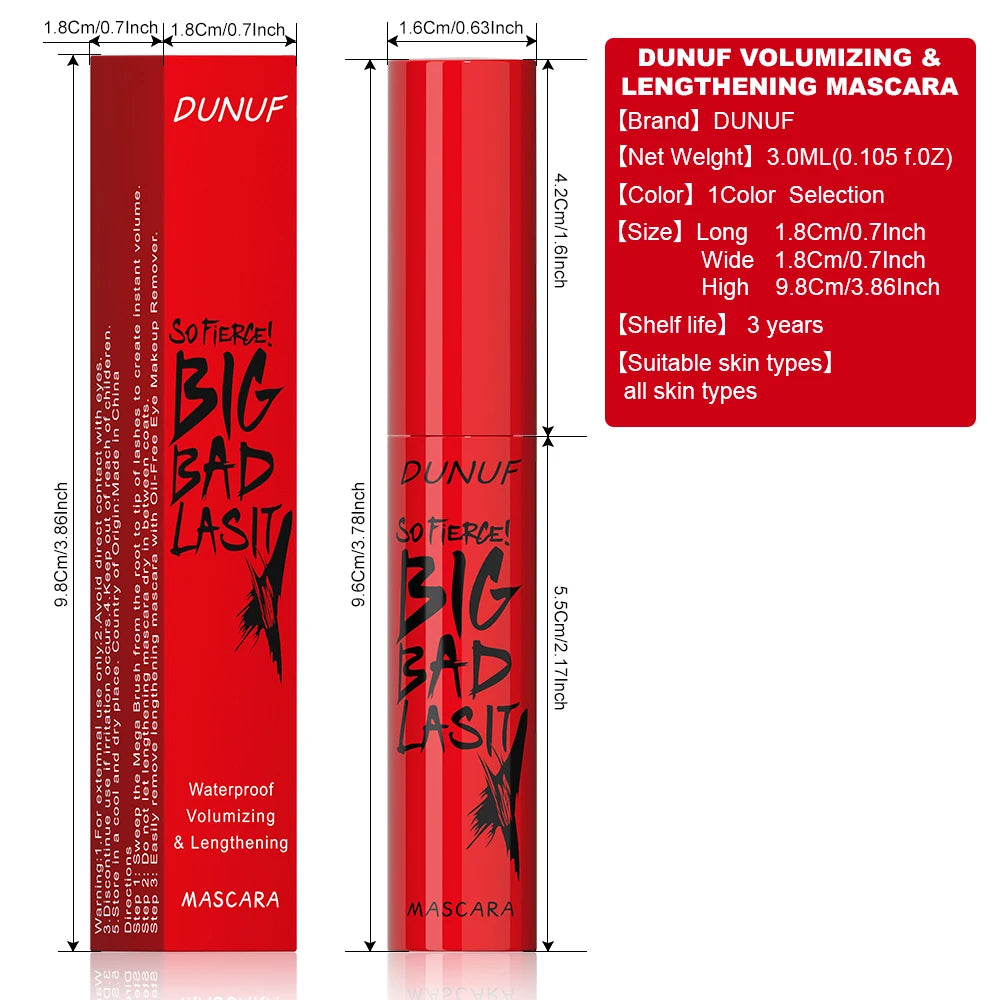 DUNUF 1 pz Mascara a lunga tenuta Sottile e spesso Curl impermeabile non macchia Resistente al sudore e non sbavatura
