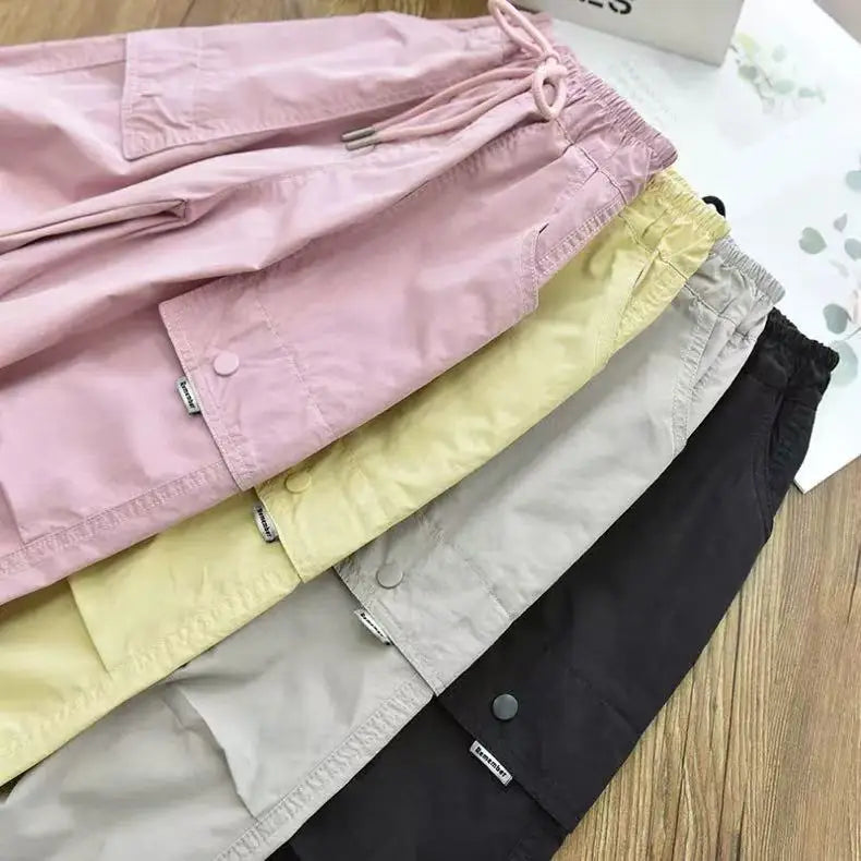 Vestiti primaverili alla moda per bambini Cargo Joggers Pantaloni elastici alla caviglia Pantaloni casual Leggero Traspirante