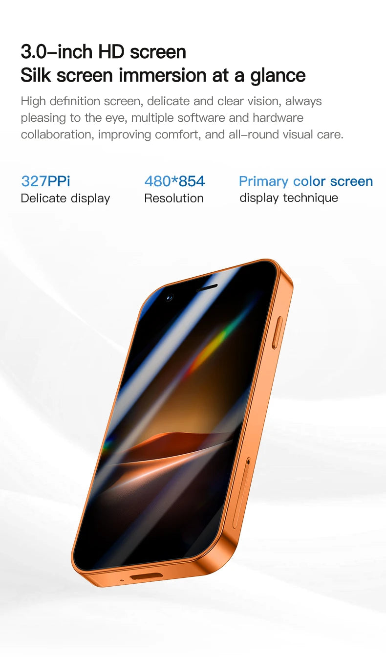 Mini smartphone con schermo da 3,0 pollici, 2 GB di RAM e 16 GB di spazio di archiviazione. Supporta più applicazioni, riconoscimento facciale Top